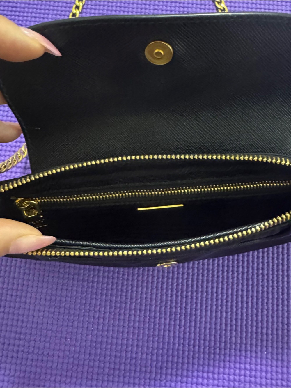 Prada Black Shoulder Bag with Gold Chain Strap w/ COA - Picture 5 of 10